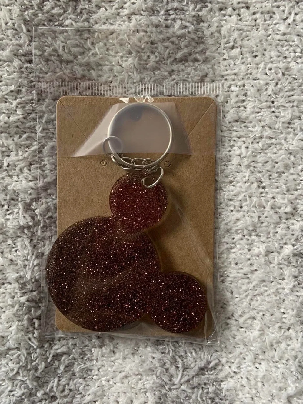 Red Glitter Mouse-Shaped Keychain